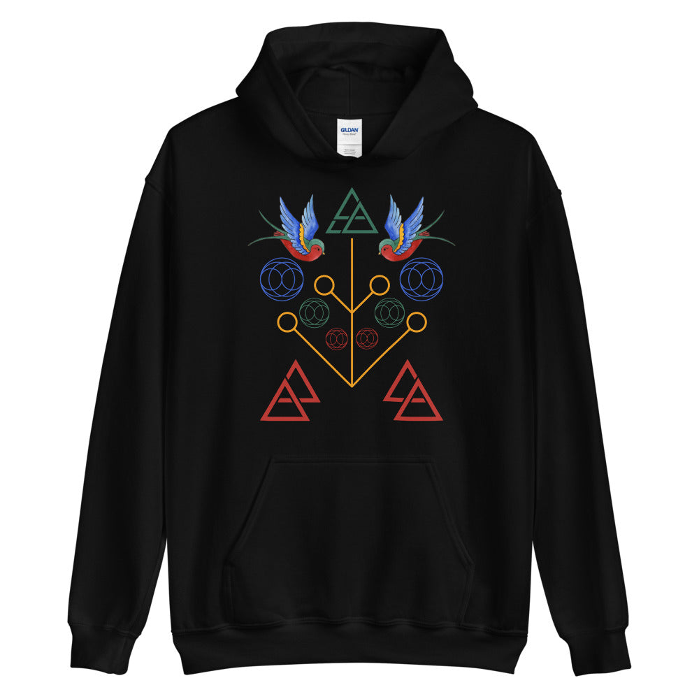 Geometric Swallow Unisex Hoodie